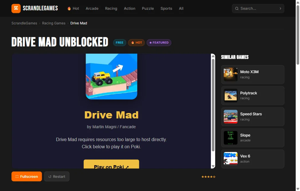 Drive Mad gameplay — vehicle navigating an obstacle course