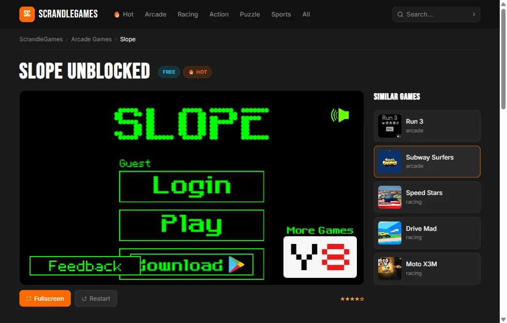 Slope gameplay — neon ball rolling down the endless slope
