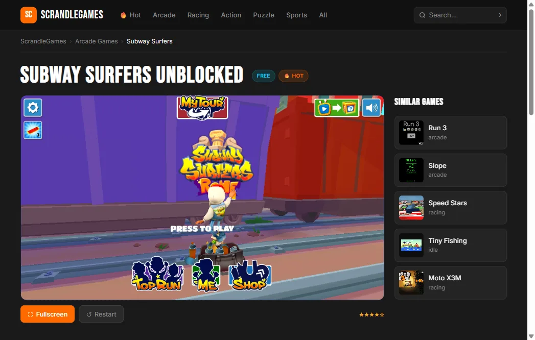 Subway Surfers gameplay — dodging trains on the tracks